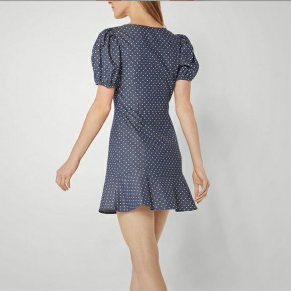 NWT BCBGMaxAzria Puff Sleeve Polka Dot Dress XS - Picture 2 of 9